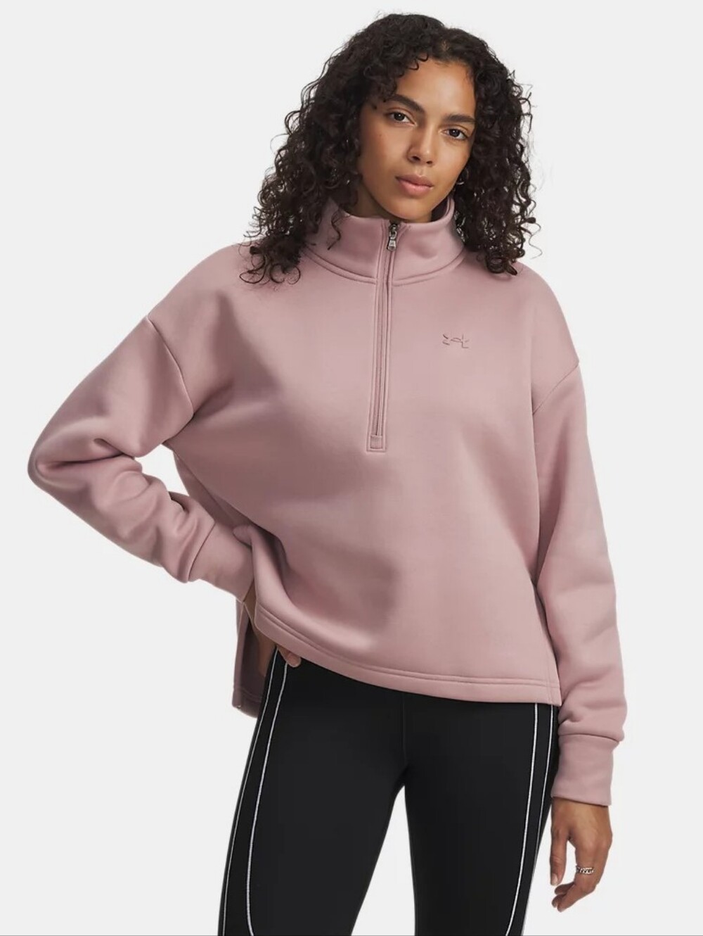 NWOT Under Armour Dusty Pink Armour Fleece Half Zip Pullover Athletic Sweater Sm